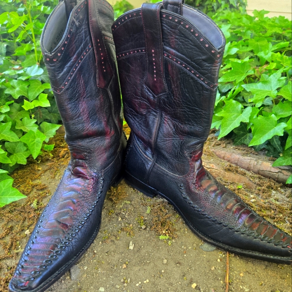 Genuine ostrich leather boots